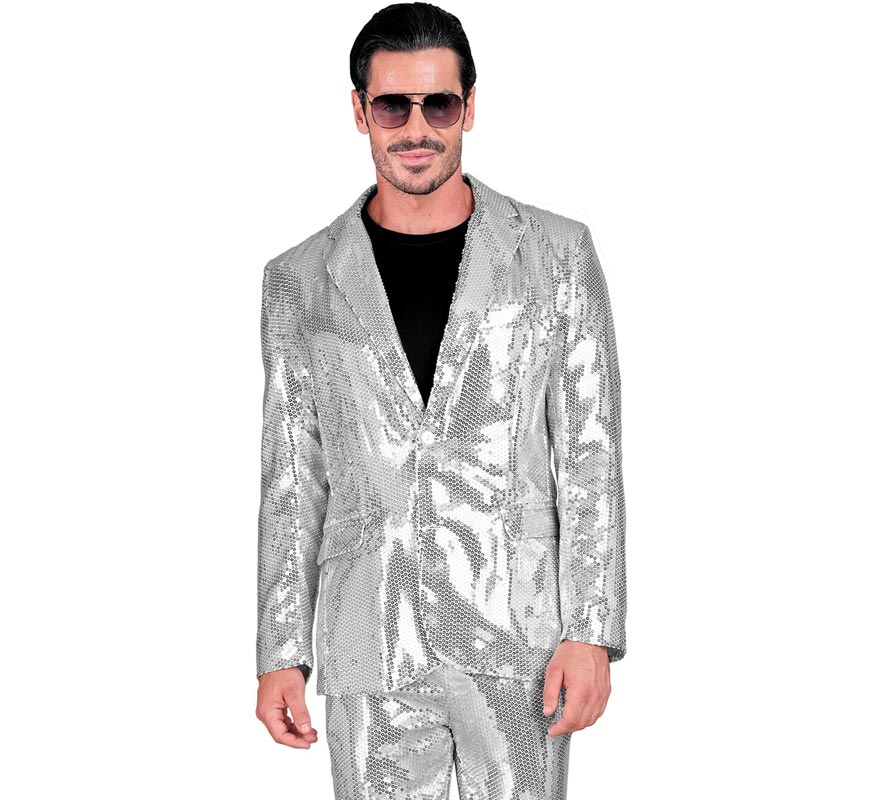 Translation missing: de.Chaqueta de Moda Disco plateada con lentejuelas para hombre