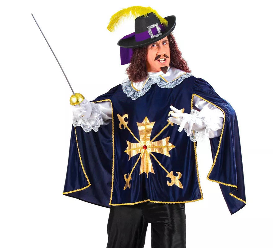 Disfraz o Chaqueta de Mosquetero Azul para hombre