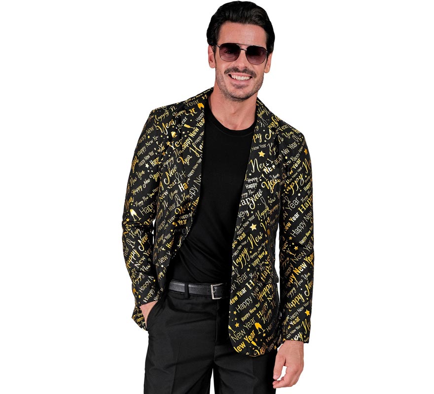 Translation missing: de.Chaqueta Feliz Año Nuevo negro y dorado para hombre