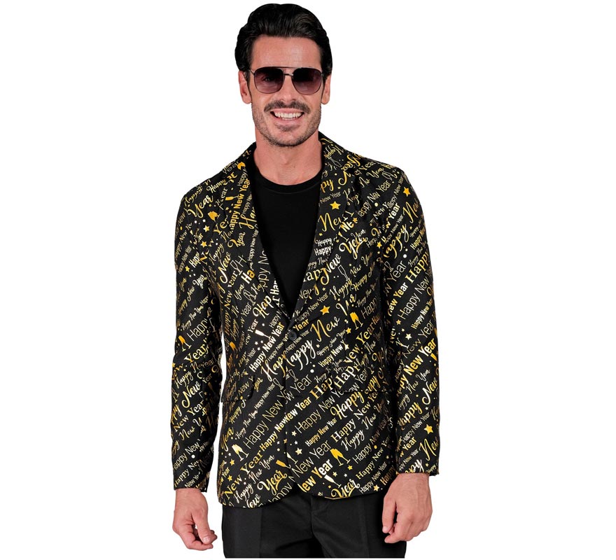 Translation missing: de.Chaqueta Feliz Año Nuevo negro y dorado para hombre