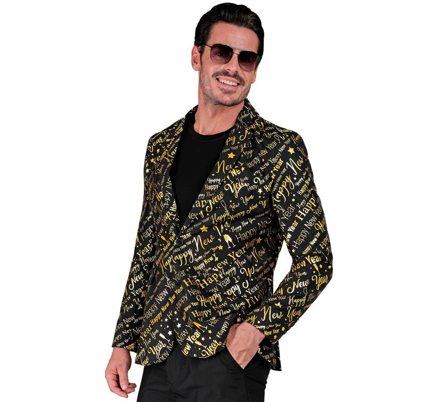 Translation missing: de.Chaqueta Feliz Año Nuevo negro y dorado para hombre