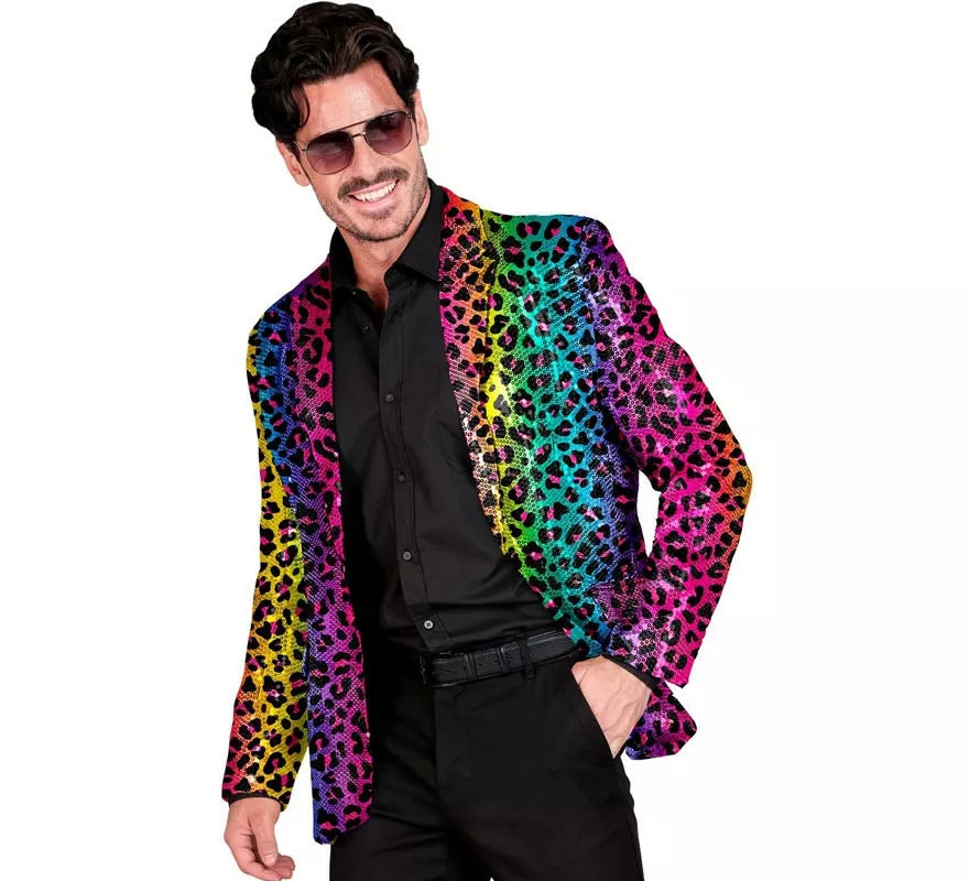 Translation missing: de.Disfraz o Chaqueta Fiesta animal print leopardo multicolor para hombre
