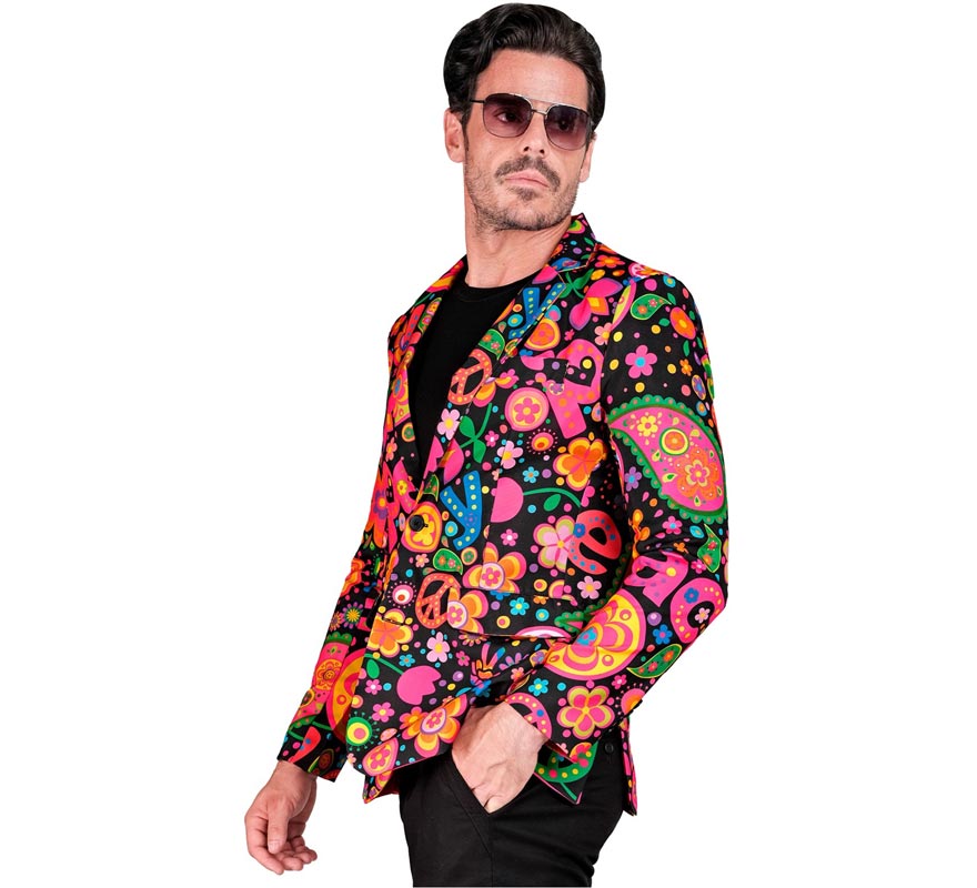 Translation missing: de.Chaqueta Fiesta Peace Hippie multicolor para hombre