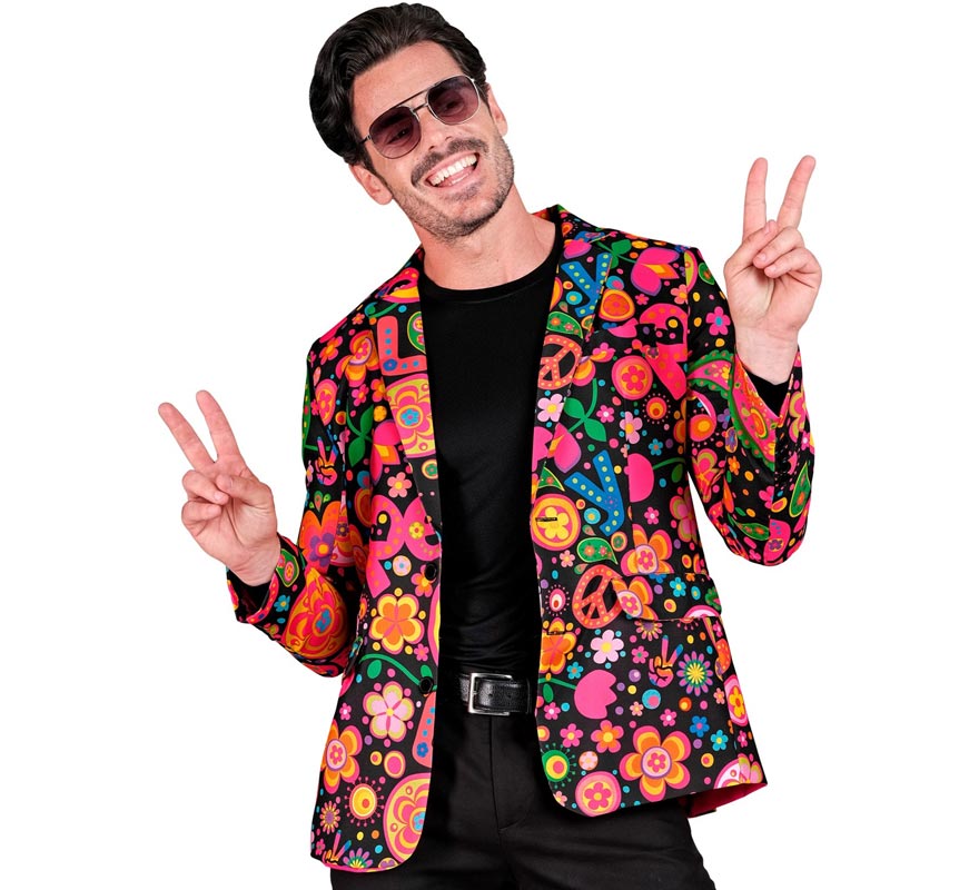Translation missing: de.Chaqueta Fiesta Peace Hippie multicolor para hombre