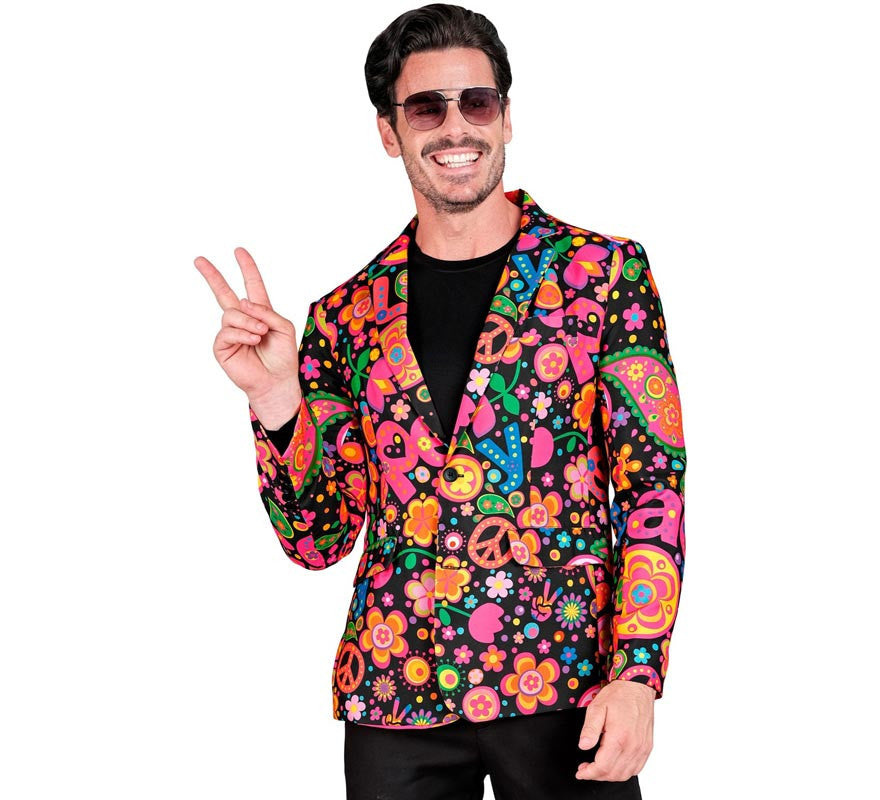 Translation missing: de.Chaqueta Fiesta Peace Hippie multicolor para hombre