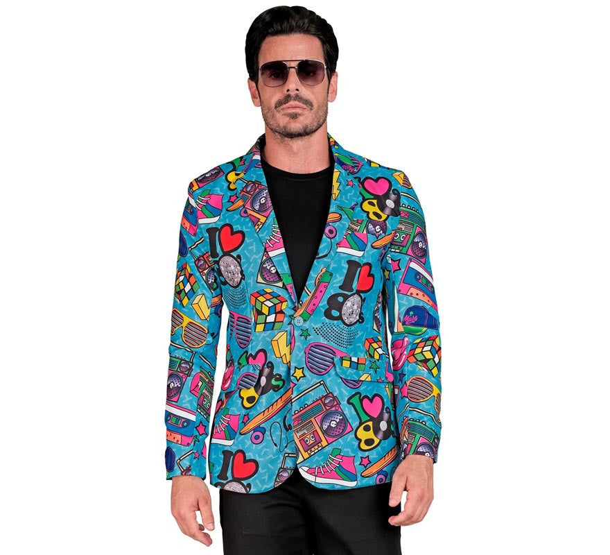 Translation missing: de.Chaqueta Fiesta Retro años 80 azul para hombre