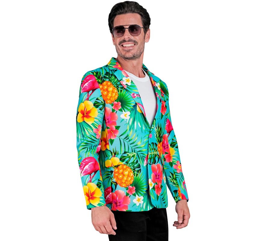 Translation missing: de.Chaqueta Fiesta Tropical turquesa para hombre