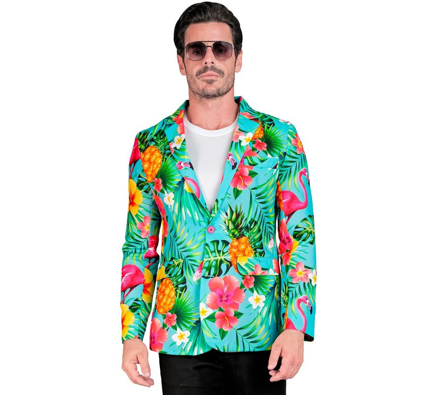 Chaqueta Fiesta Tropical turquesa para hombre