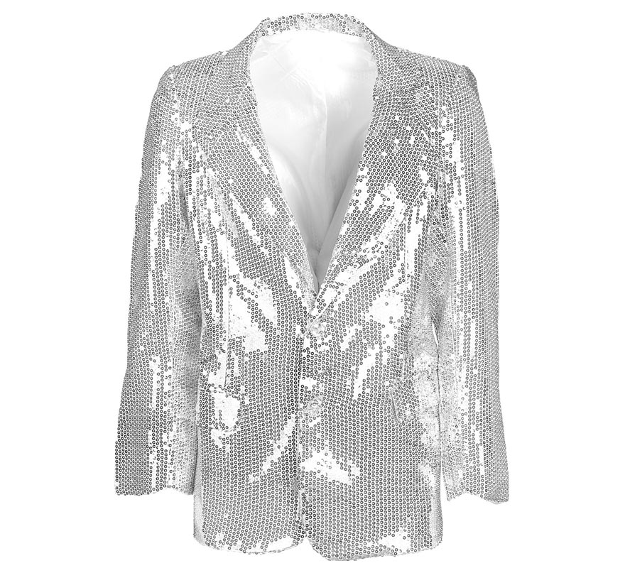 Translation missing: de.Chaqueta plateado con lentejuelas años 80 para hombre