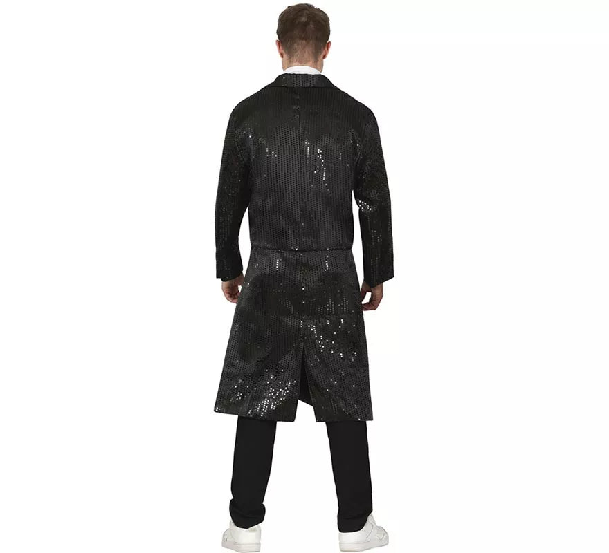Disfraz o Frac con lentejuelas negro para hombre