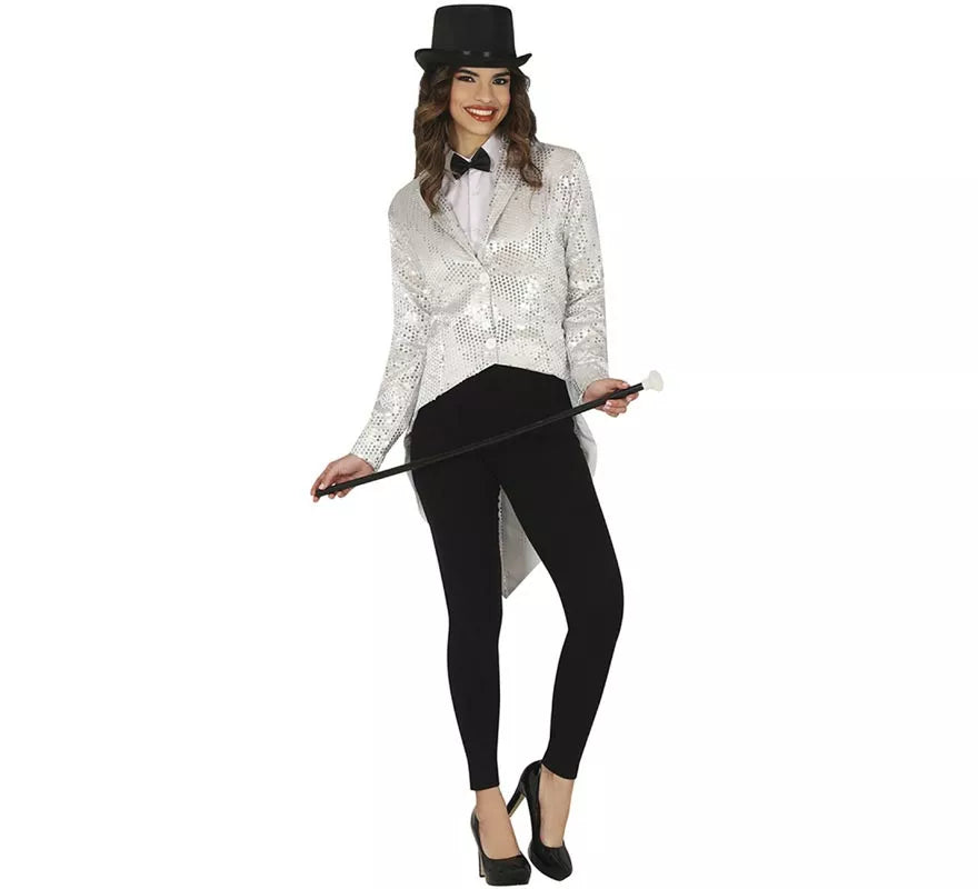Translation missing: de.Disfraz o Frac con lentejuelas plateado para mujer