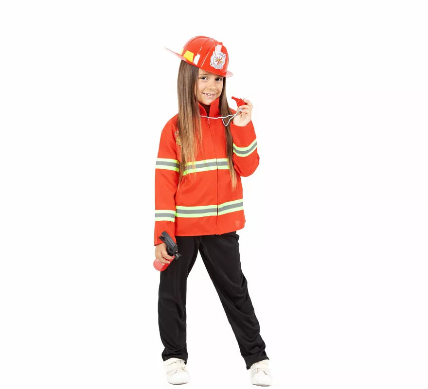 Translation missing: de.Disfraz o Kit de Bombero para niños: Chaqueta, Casco, Silbato y Extintor