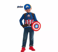 Captain America Kostüm oder Set für Jungen: T-Shirt, Schild, Maske und Handschuhe