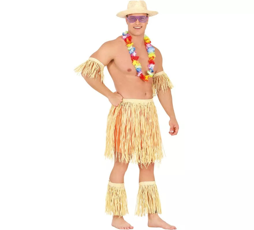 Translation missing: de.Disfraz o Kit de Hawaiano o Polinesio: Brazalete, Falda y Espinilleras