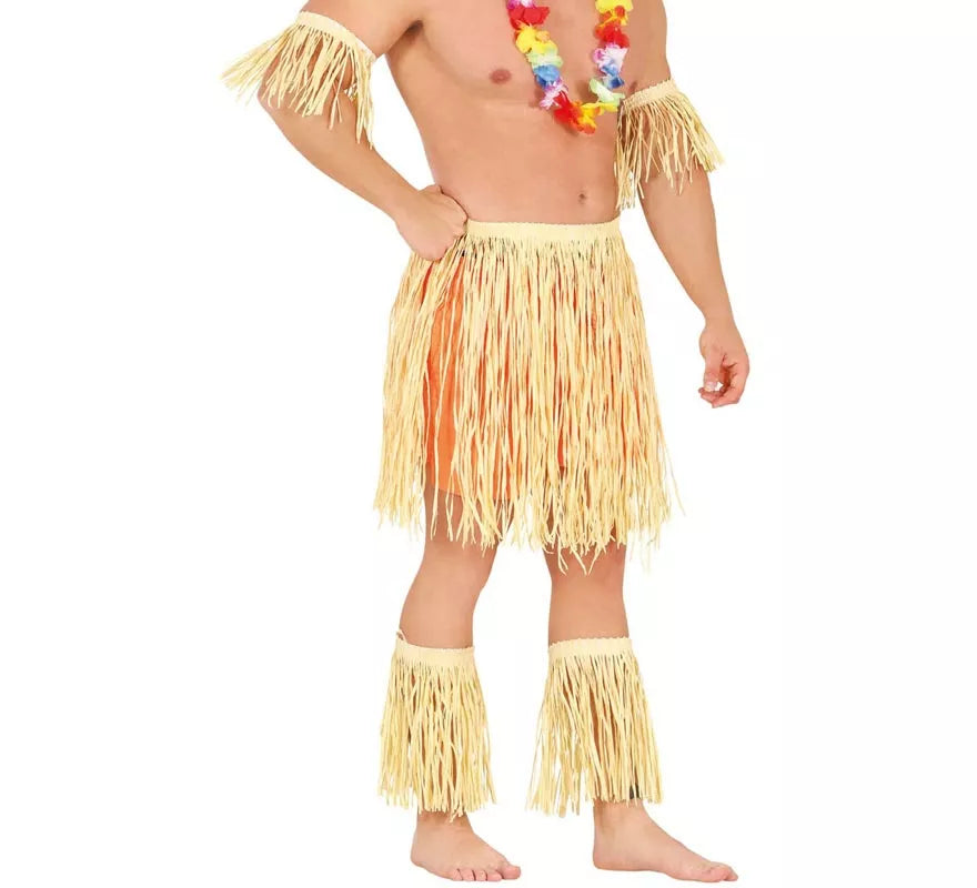 Translation missing: es.Disfraz o Kit de Hawaiano o Polinesio: Brazalete, Falda y Espinilleras