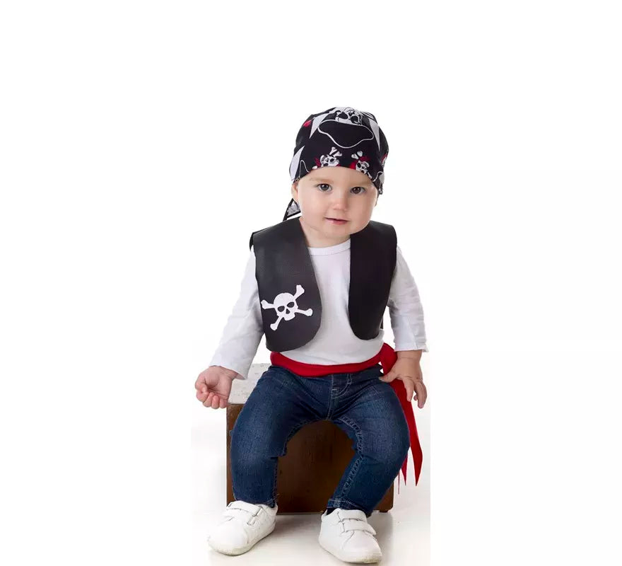 Disfraz o Kit de Pirata Chaleco Calavera para bebé