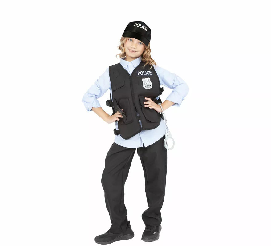Translation missing: de.Disfraz o Kit de Policía para niños: Chaleco, Gorra, Porra, Esposas