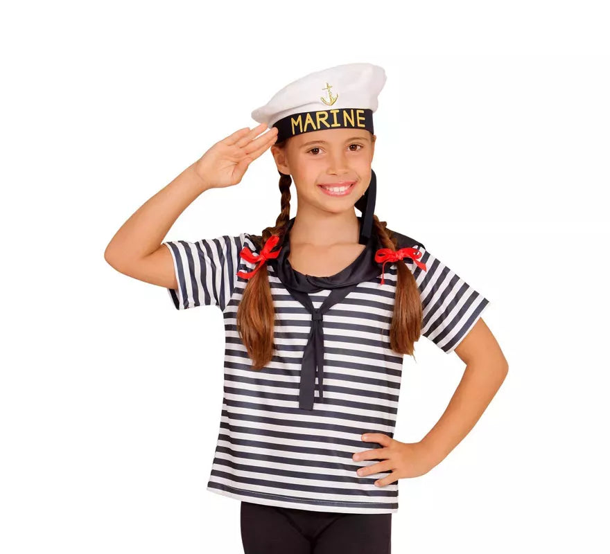 Translation missing: de.Disfraz o Kit Marinero Clásico a Rayas Infantil: Camiseta y Gorra