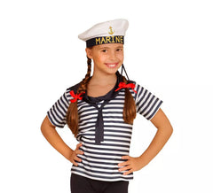 Klassisches gestreiftes Matrosenkostüm oder Kit für Kinder: T-Shirt und Mütze