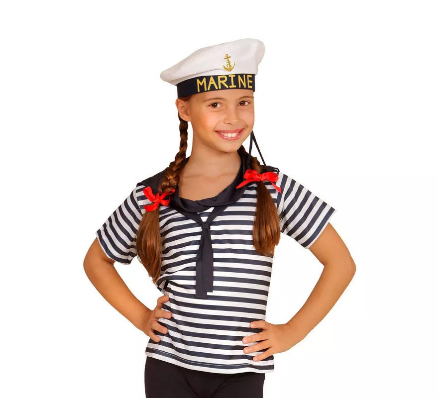 Translation missing: es.Disfraz o Kit Marinero Clásico a Rayas Infantil: Camiseta y Gorra