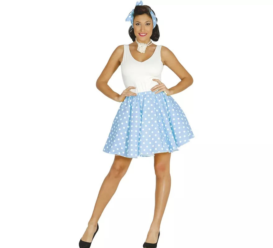 Translation missing: de.Disfraz o Kit Pin Up de los 50 Azul para mujer: Falda y Lazo