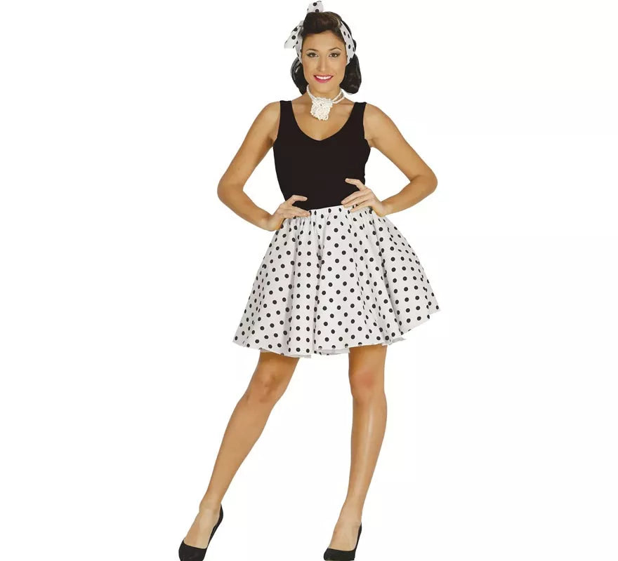 Translation missing: de.Disfraz o Kit Pin Up de los 50 Blanco para mujer: Falda y Lazo