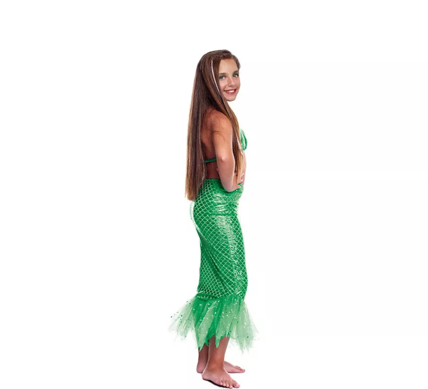 Translation missing: de.Disfraz o Kit Sirena Verde para niña: Top y Falda