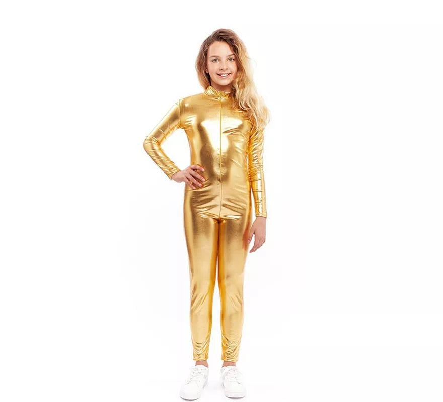 Translation missing: de.Disfraz o Mono Metálico dorado para niña