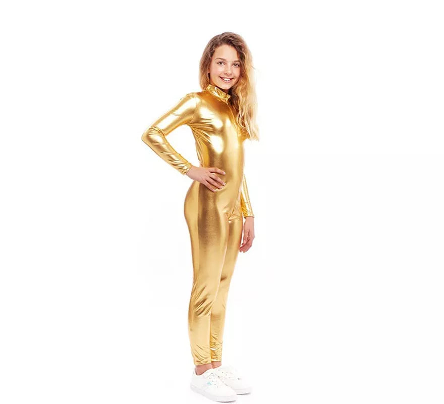 Translation missing: de.Disfraz o Mono Metálico dorado para niña