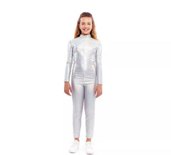 Holografisches Metallic-Kostüm oder Overall für Mädchen