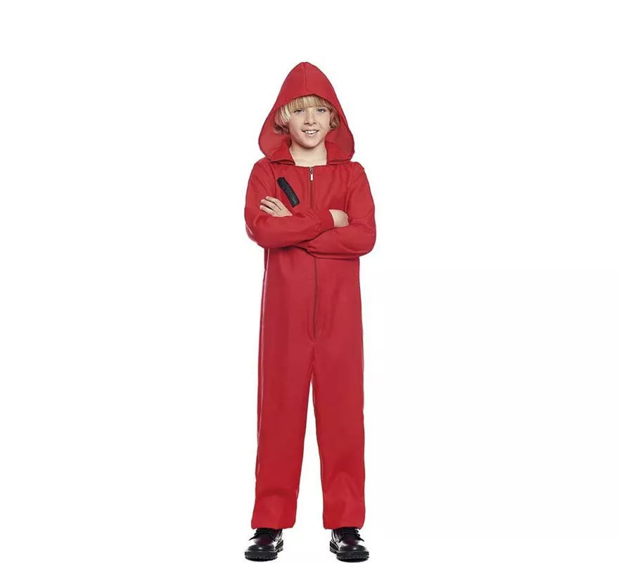 Translation missing: de.Disfraz o Mono Trabajador rojo cierre frontal para niño