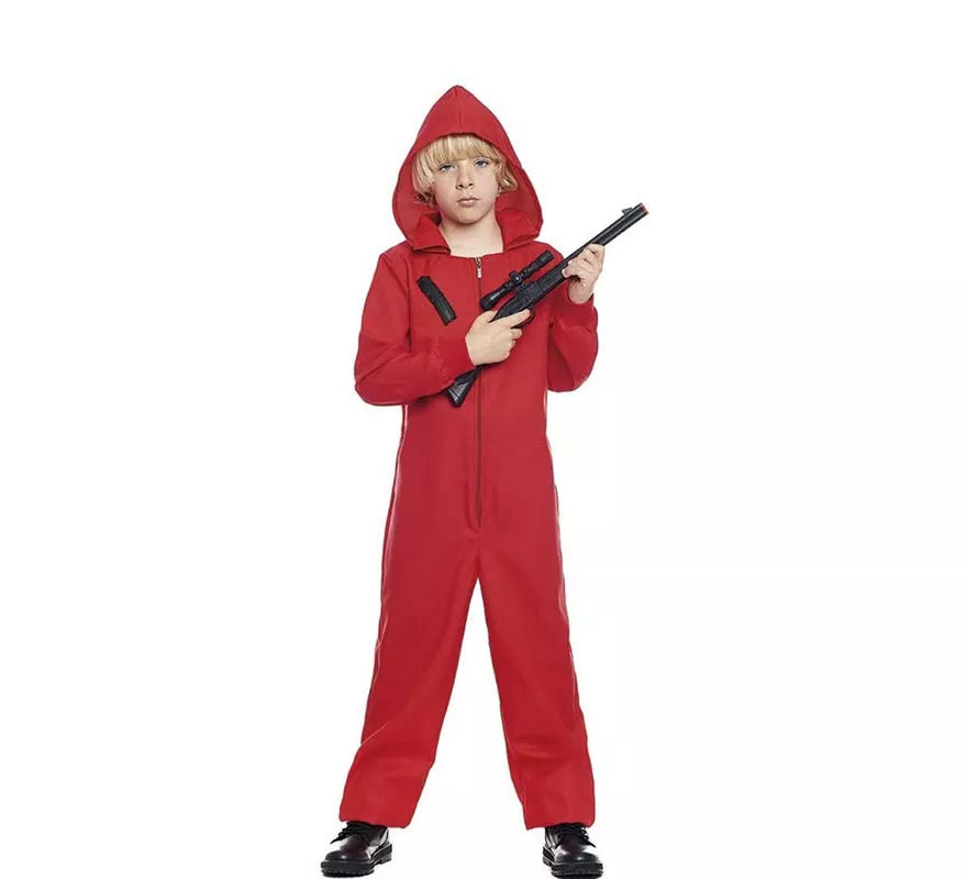 Translation missing: de.Disfraz o Mono Trabajador rojo cierre frontal para niño