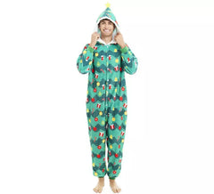 Weihnachtsbaumkostüm oder Pyjama mit Kapuze für Erwachsene