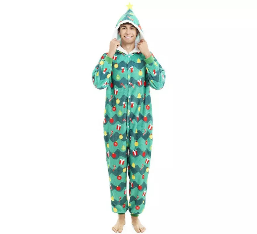 Translation missing: de.Disfraz o Pijama Árbol de Navidad con capucha para adulto