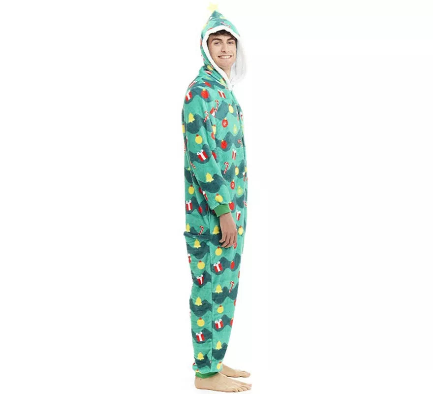 Translation missing: de.Disfraz o Pijama Árbol de Navidad con capucha para adulto