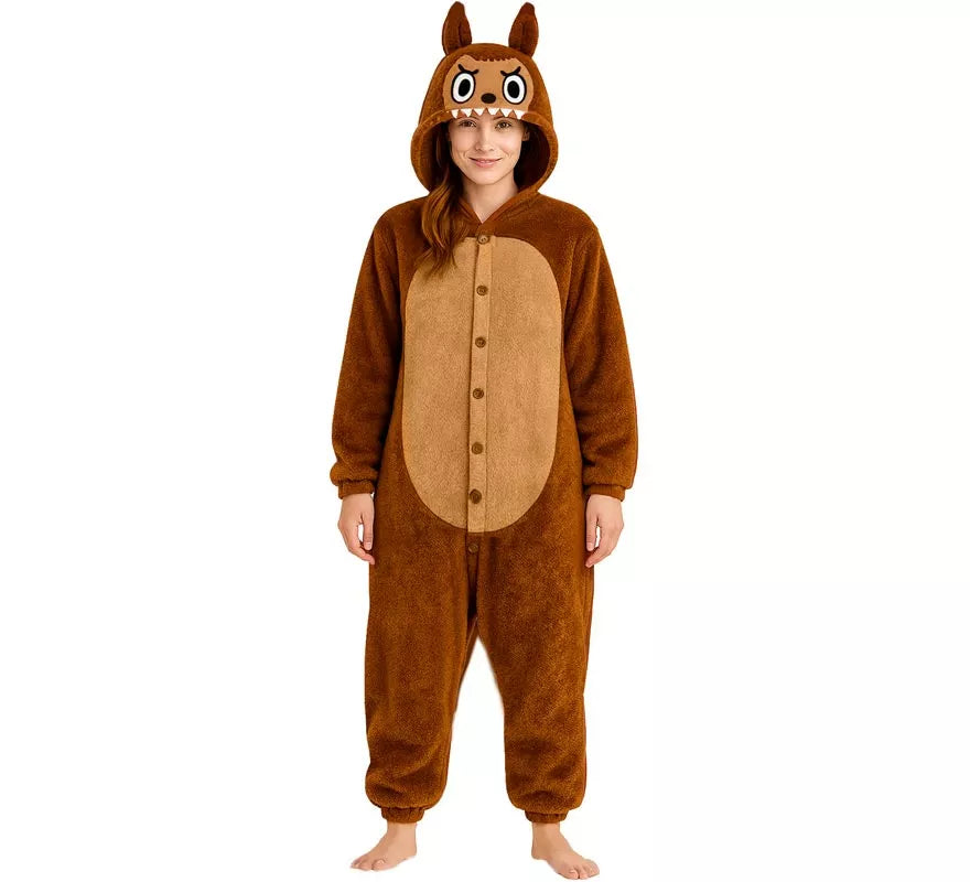 Disfraz o Pijama de Monstruo Lulú marrón para mujer