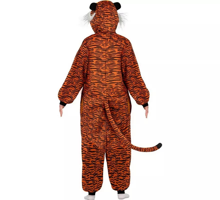Disfraz o Pijama de Tigre oscuro con capucha para adulto