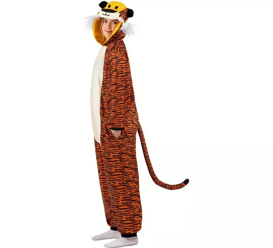 Translation missing: de.Disfraz o Pijama de Tigre oscuro con capucha para adulto