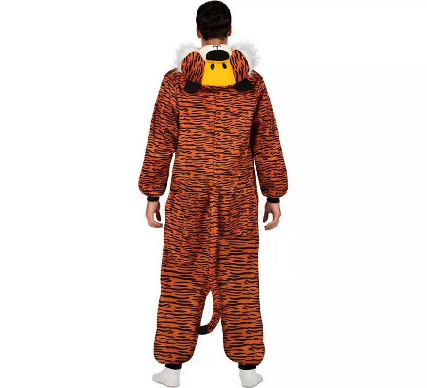 Disfraz o Pijama de Tigre oscuro con capucha para adulto
