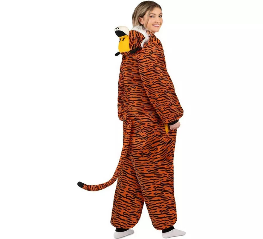 Translation missing: de.Disfraz o Pijama de Tigre oscuro con capucha para adulto