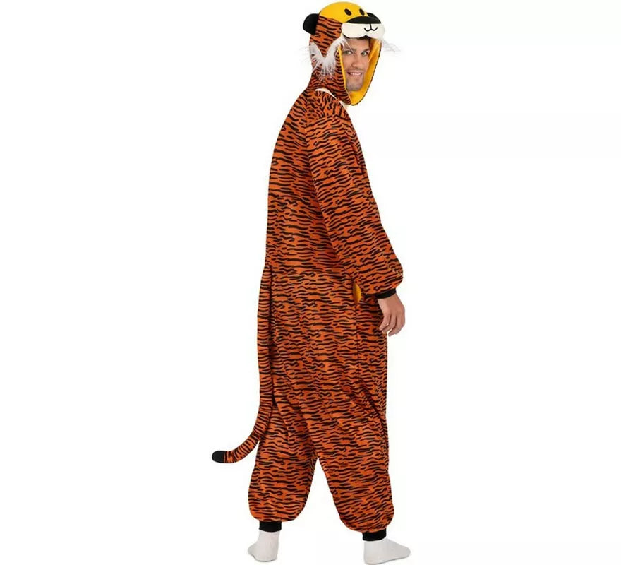 Translation missing: de.Disfraz o Pijama de Tigre oscuro con capucha para adulto