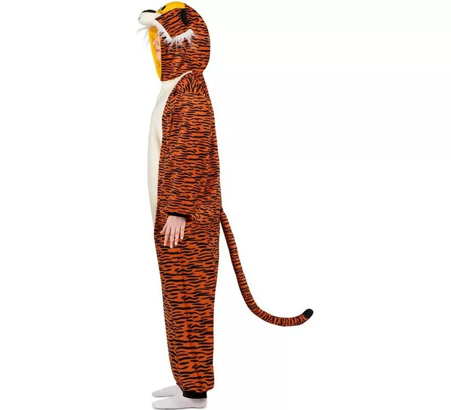 Translation missing: de.Disfraz o Pijama de Tigre oscuro con capucha para adulto