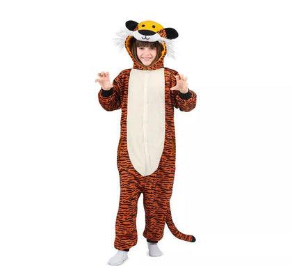 Disfraz o Pijama de Tigre oscuro con capucha para niños