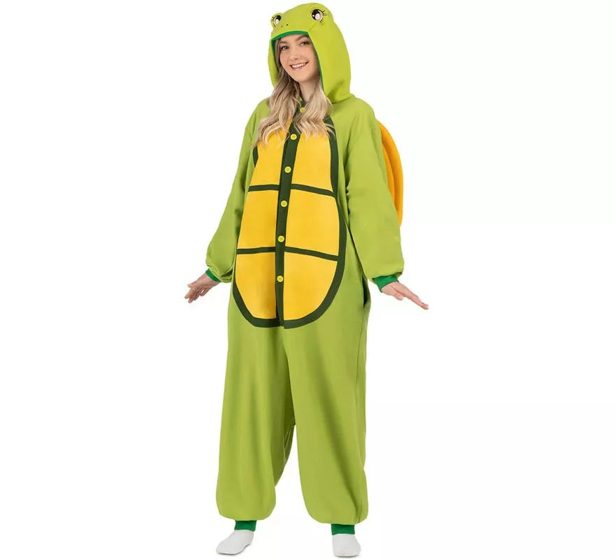 Disfraz o Pijama de Tortuga con capucha y cola para adulto