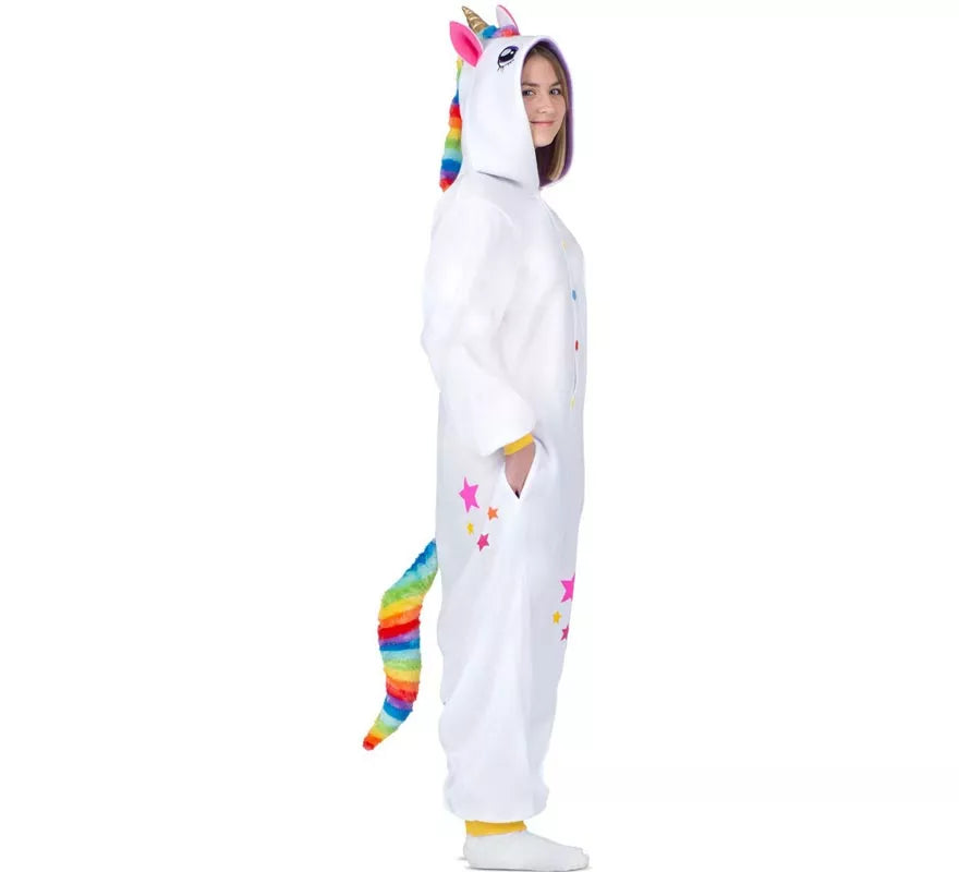 Translation missing: de.Disfraz o Pijama de Unicornio blanco con capucha para adulto