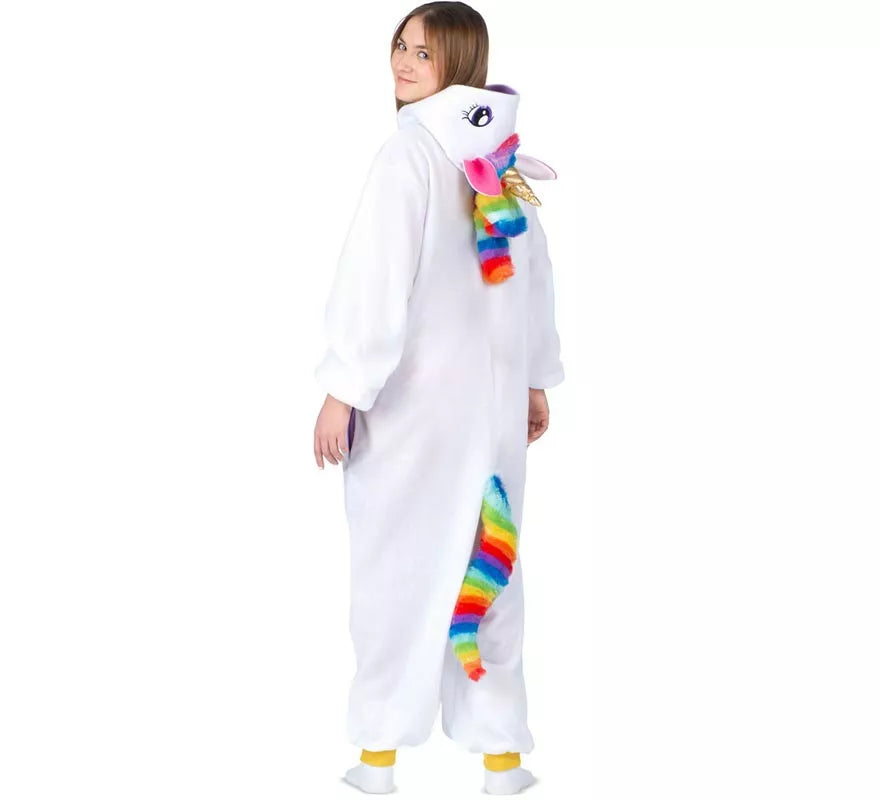Translation missing: de.Disfraz o Pijama de Unicornio blanco con capucha para adulto