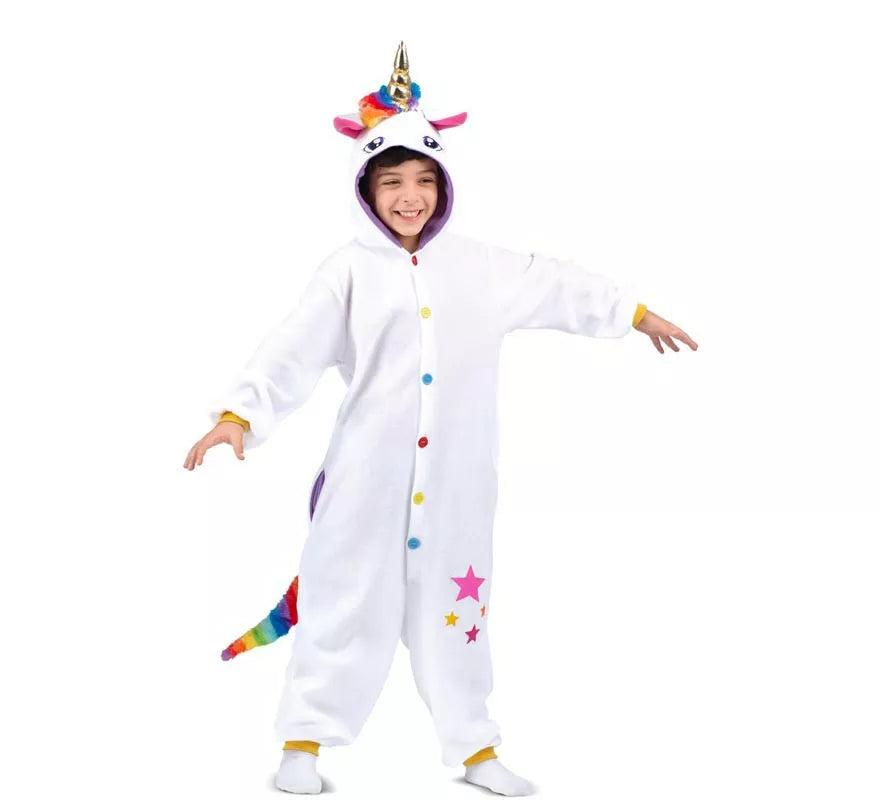 Translation missing: de.Disfraz o Pijama de Unicornio blanco con capucha para niños