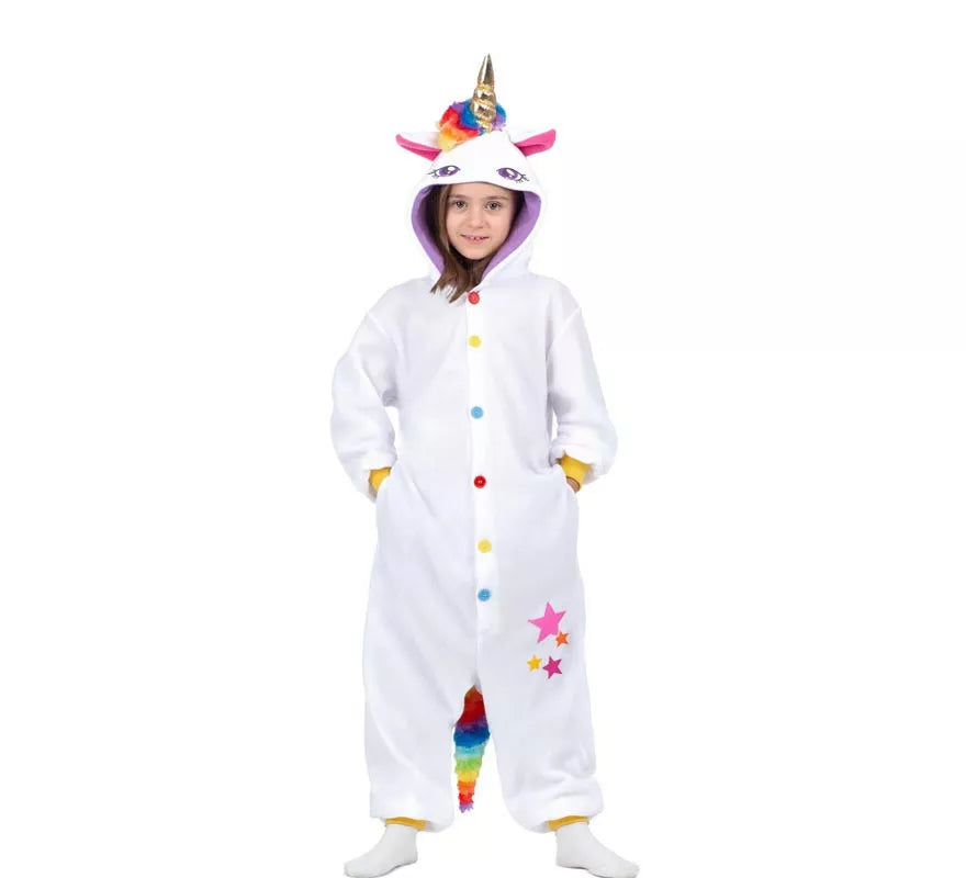Translation missing: de.Disfraz o Pijama de Unicornio blanco con capucha para niños