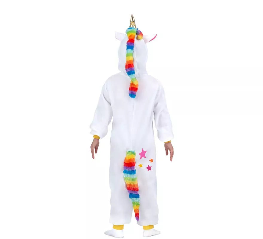 Disfraz o Pijama de Unicornio blanco con capucha para niños