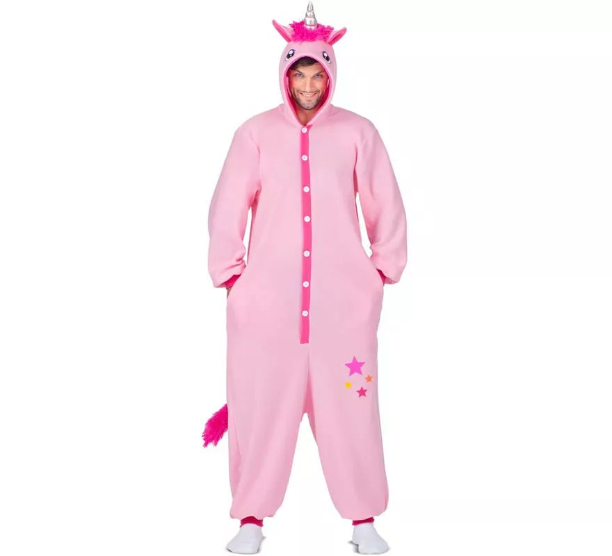 Translation missing: de.Disfraz o Pijama de Unicornio rosa con capucha para adulto